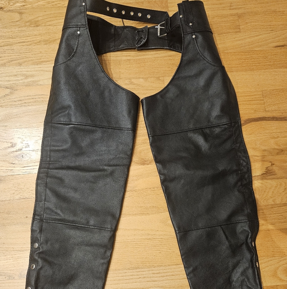 Men's Black Leather Chaps NEW